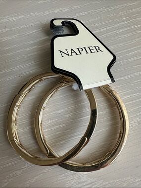 Napier Gold Tone Hoop 2 Bracelets